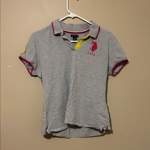 Polo by Ralph Lauren Gray Polo with Pink Trim Girl’s Large